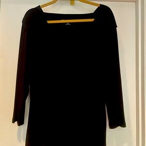 Classic and Classy Susan Graver Black Silky Top with Shoulder Detail XL